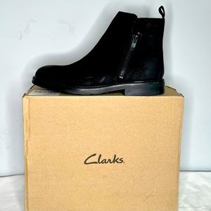 Clarks Side Zip  Black Suede Men’s Bootie - Size 9.5